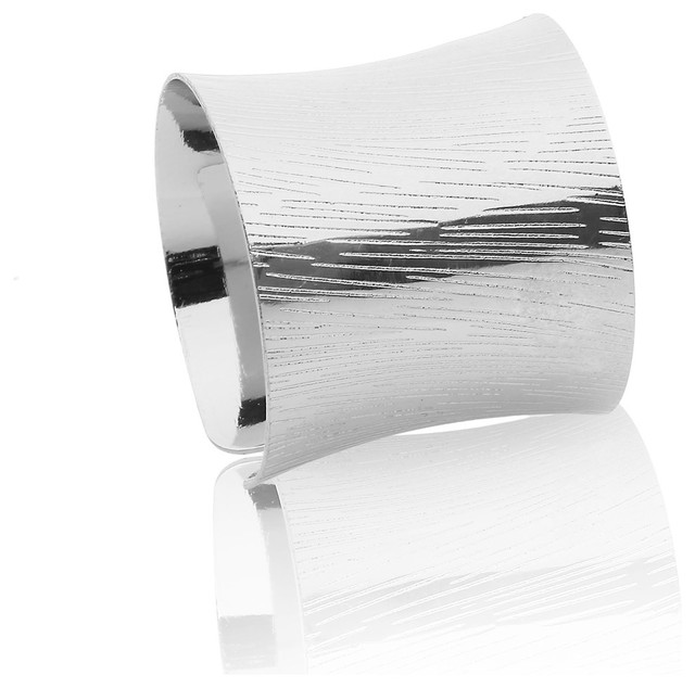 Classic Touch Silver Napkin Rings, Set of 6 - Contemporary .