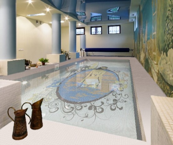 Fascinating Swimming Pool Design with Mosaic Glass Tiles by Glassdec