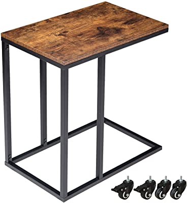 Amazon.com: VASAGLE Industrial Side Table, Mobile Snack Table for .