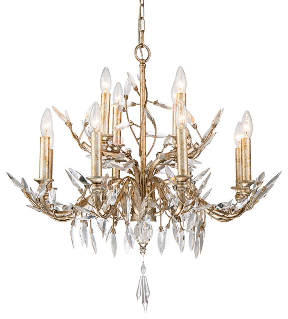 Silver and Antique Glazed 12 Light Chandelier With Flower Inspired .