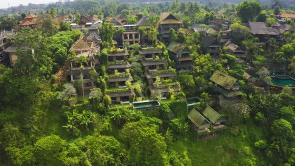 Luxury Villas House with Panoramic View at Jungle, Tropical Rain .