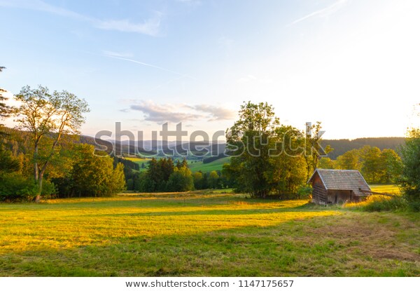 Small Wooden House Panoramic View On | Nature Stock Image 11471756