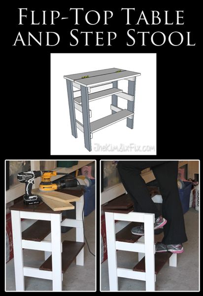 Hinged Top Table with Built in Step Stool | Step stool, Diy .