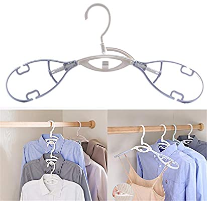 POOPOOAF 5pcs/set Plastic Clothes Hanger Non-Slip Stacked Hook .