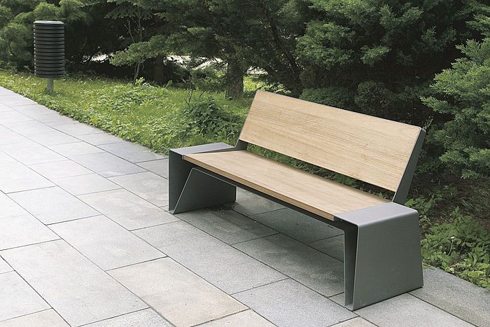 S. bench - contemporary outdoor bench in wood and metal for public .