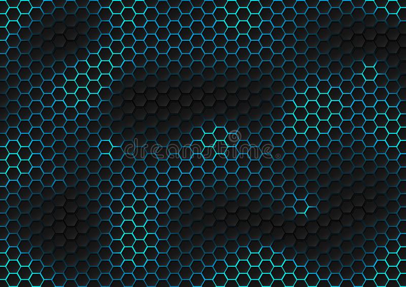 Abstract Black Hexagon Pattern Of Futuristic Texture With Blue .
