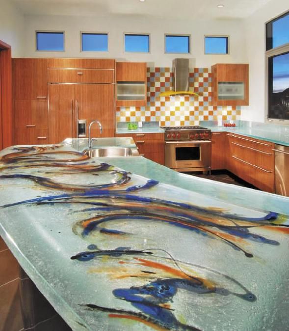 Glass Tops for Cool and Unusual Kitchen Designs from ThinkGlass .