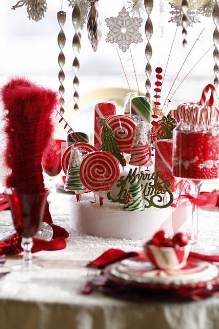 Mrs. Claus' Candy Table | Christmas centerpieces, Diy christmas .