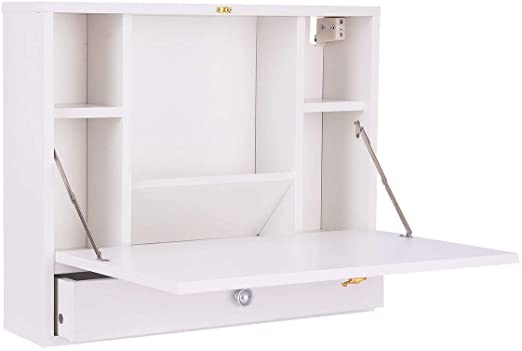 Amazon.com: White 23.5" Foldable Wall Mounted Hideaway Laptop Desk .