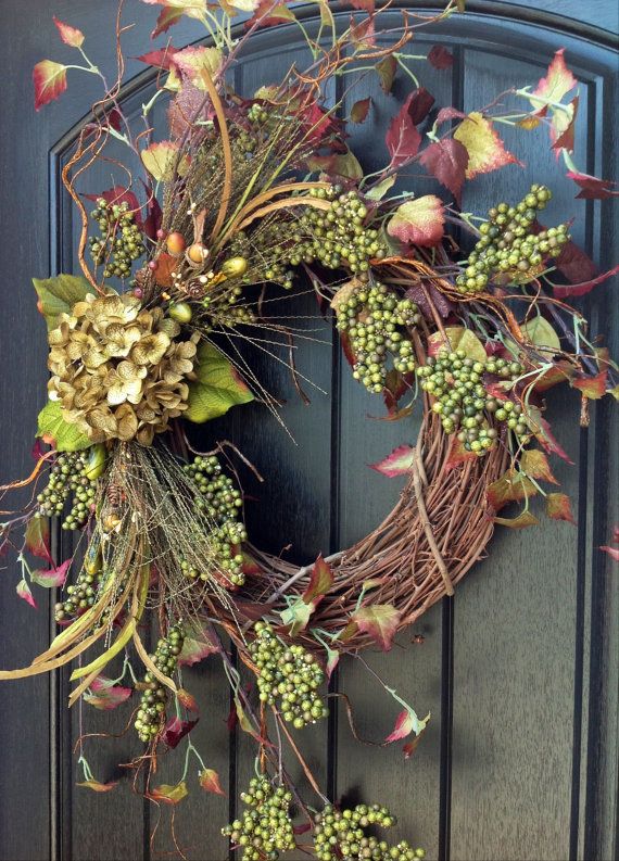 Fall Wreath-Autumn Wreath Berry-Twig-Holiday Wreath- Grapevine .