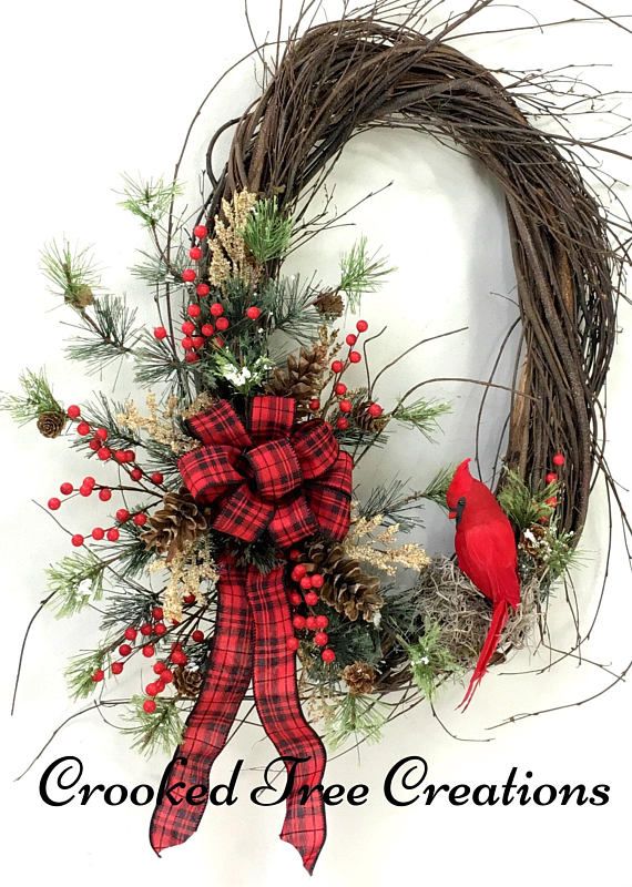 Cardinal Wreath, Christmas Wreath, Holiday Wreath, Holiday Door .