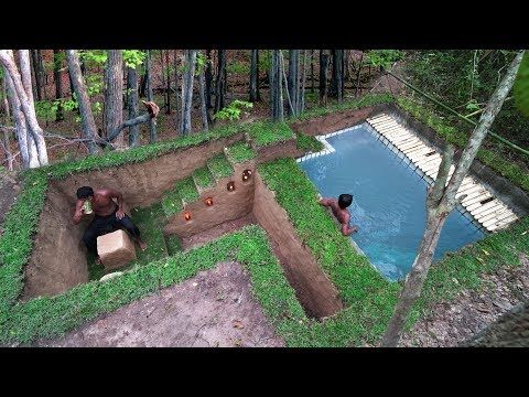 Building Secret Ancient Underground House And Impressive Swimming .