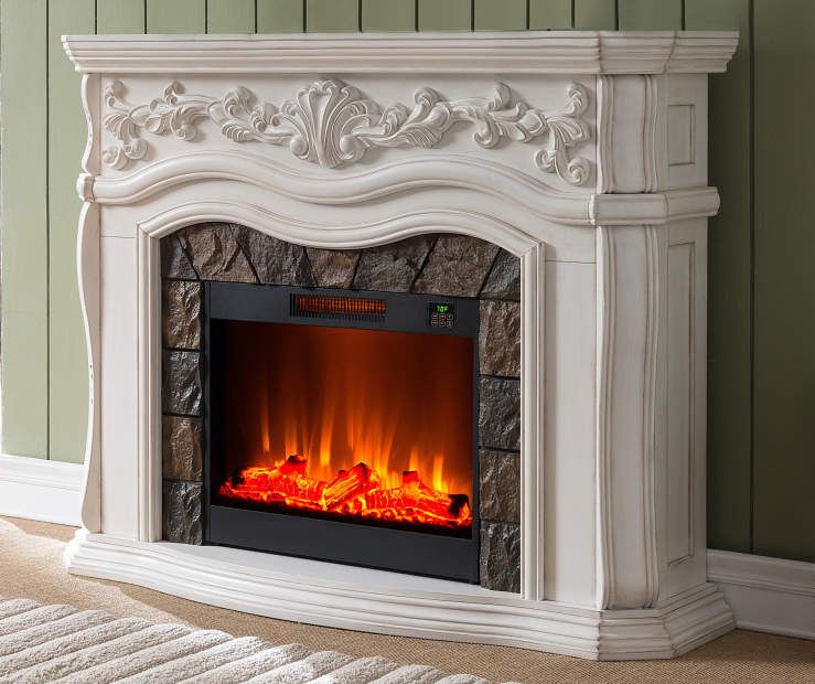 62" Grand White Electric Fireplace at Big Lots. | White fireplace .