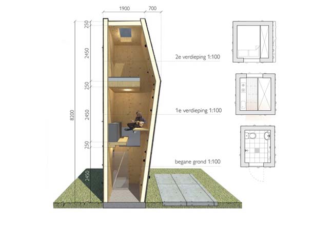 Tiny house concept by Jeanne Dekkers Architectu
