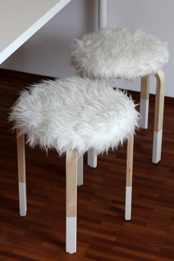 faux fur covers for IKEA Frosta stools for cold seasons | Ikea diy .
