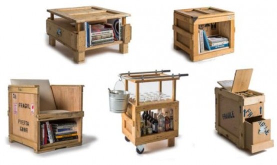 Industrial Furniture Collection Made Of Shipping Crates - DigsDi