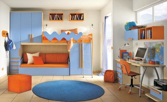 Nice bed and lower living area detail | Kids room interior design .