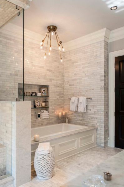 This stunning white bathroom was completed by @davincimarble .