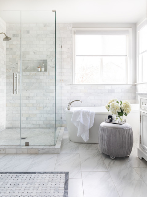 Marble Tile Brings Spa-Like Luxury to a Master Ba