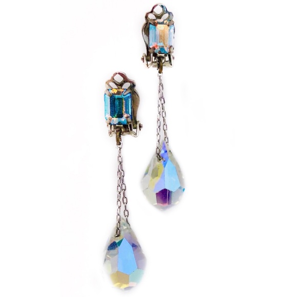 Vintage Jewelry | Mid Century Aurora Crystal Drop Earrings | Poshma