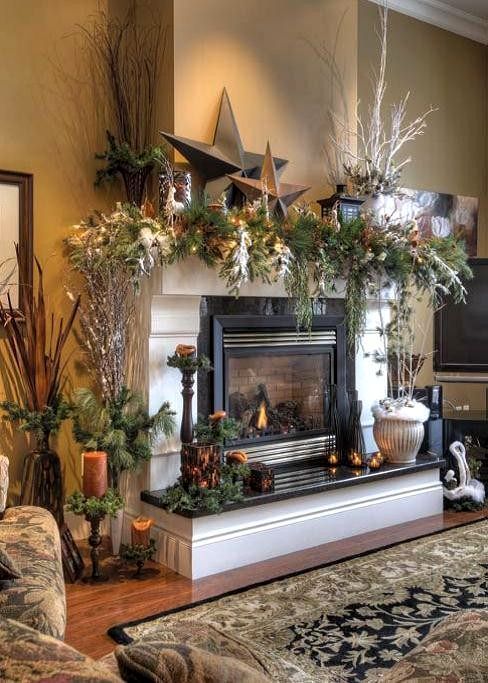 DIY& Home Design | Christmas mantel decorations, Fireplace mantel .