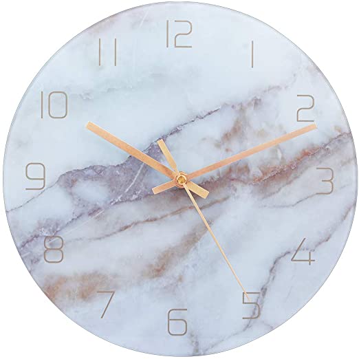 Amazon.com: PATGO Decorative Glass Wall Clock for Marble Pattern .