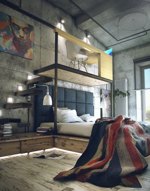 Masculine Loft Bedroom Design Inspiration | Loft inspiration, Loft .