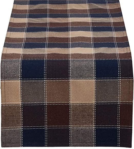 Amazon.com: Fennco Styles Stitched Plaid Table Runner, 16"x72 .