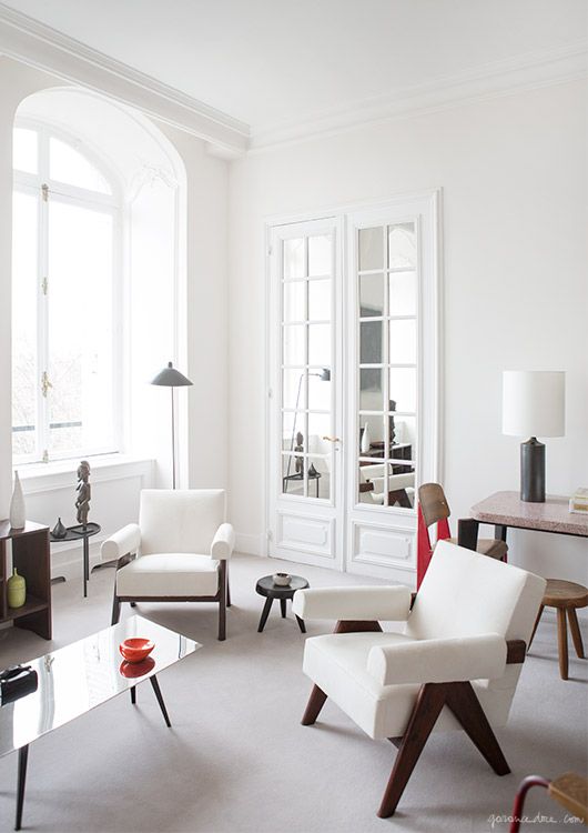 paris apartment interior, jean prouve, mid century furniture .