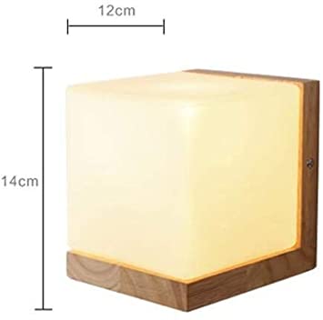 QJY Minimalist Solid Wood Table Lamp Bedside Desk Lamp, Glass .