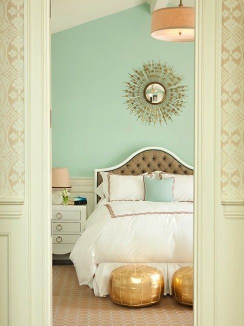 Mint Color In the Interiors: 35 Trendy Ideas | Bedroom .