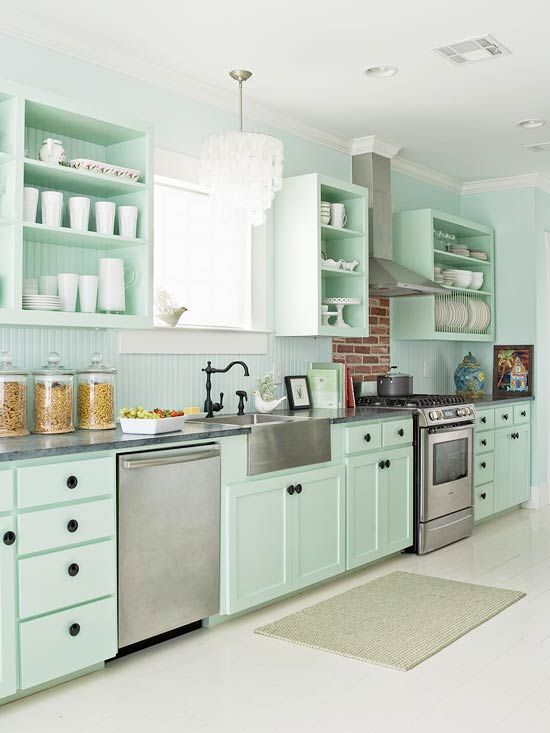 Mint Green kitchen: The most beautiful pictures and ideas for the .