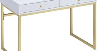 Amazon.com: ACME Furniture Acme 92312 Coleen Desk, White & Brass .