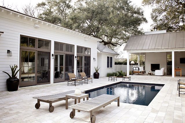 Steal This Look: A Charleston Pool Pavilion with an Outdoor Shower .