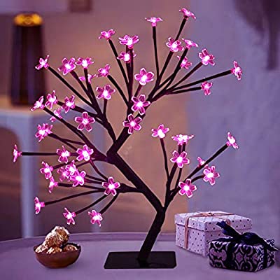Bright Zeal 18" LED Cherry Blossom Tree Light with Timer - Battery .