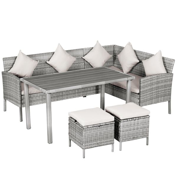 Outsunny 5-Piece Modern Outdoor Wicker Patio Furniture Sets with .