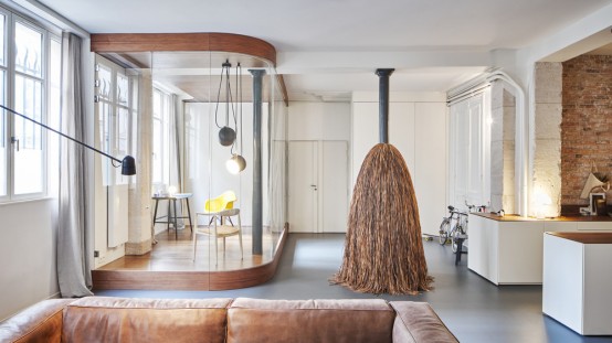 Modern Parisian Apartment With A Podium For Zoning - DigsDi