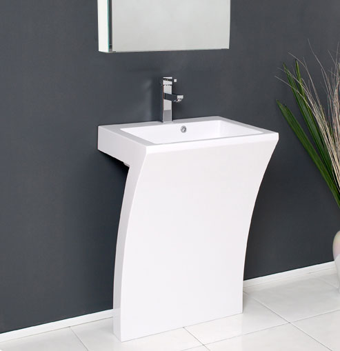 23" White Pedestal Sink Modern Bathroom Vanity with Medicine .