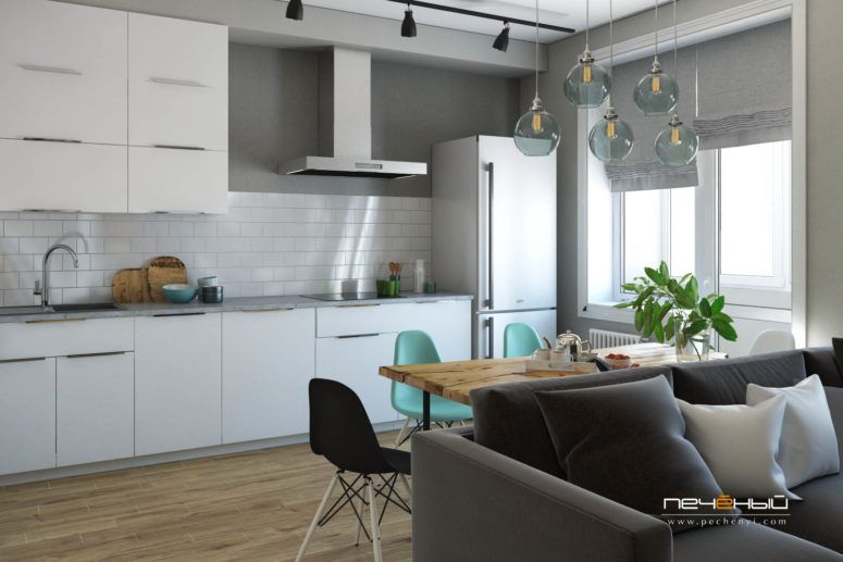 Modern Scandinavian Apartment For A Young Couple | Dining room .