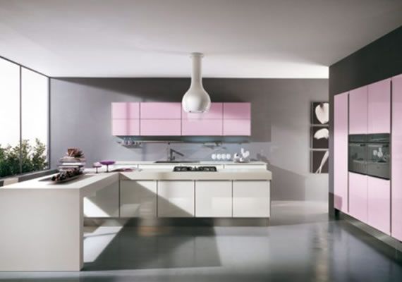 Modern Pink Kitchen Design by Julie Michiels | Interior Design .