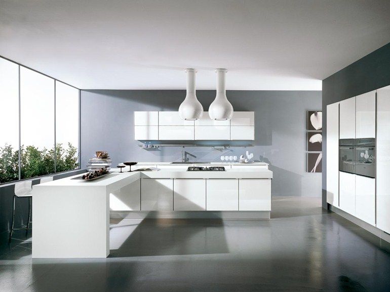 Wood veneer fitted kitchen without handles Fosca Collection by .