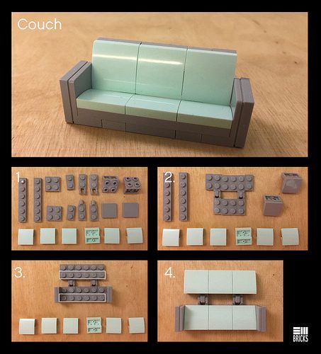 Couch Instructions | Lego design, Lego furniture, Lego cra