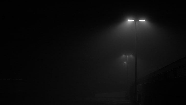 HD wallpaper: black outdoor lamp, mist, street light, minimalism .