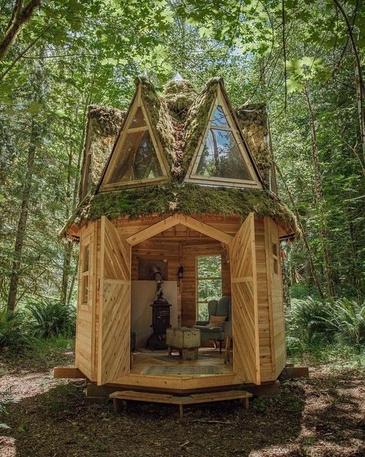 This Moss-Covered, Octagonal Micro-Cabin Combines Luxury and .