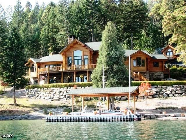 Watersong Luxury Lakefront Alpine Log Home On Flathead Lake, MT .