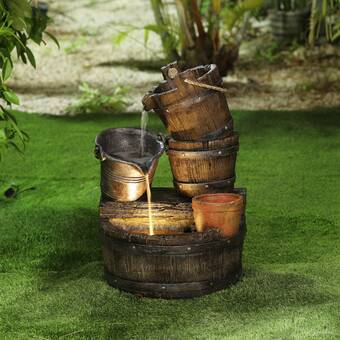 Luxen Home Resin Whiskey Barrel Patio Fountain & Reviews | Wayfa