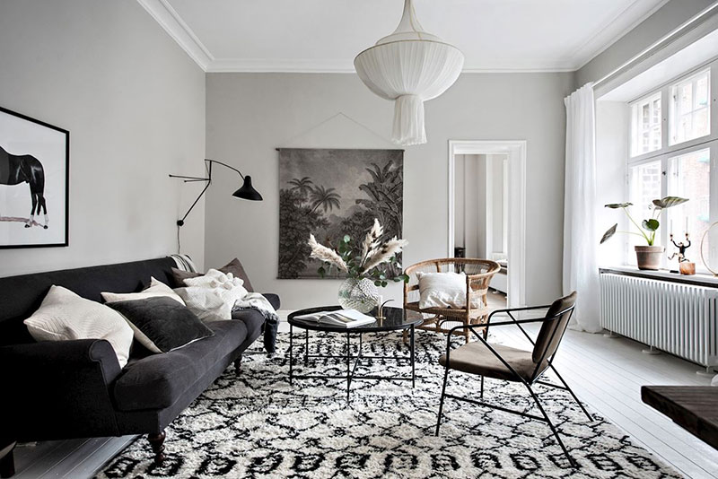 Stylish spacious apartment in neutral colors in Sweden 〛 ◾ Фото .