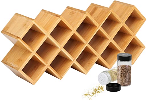 Amazon.com: Criss-Cross 18-Jar Bamboo Countertop Spice Rack .