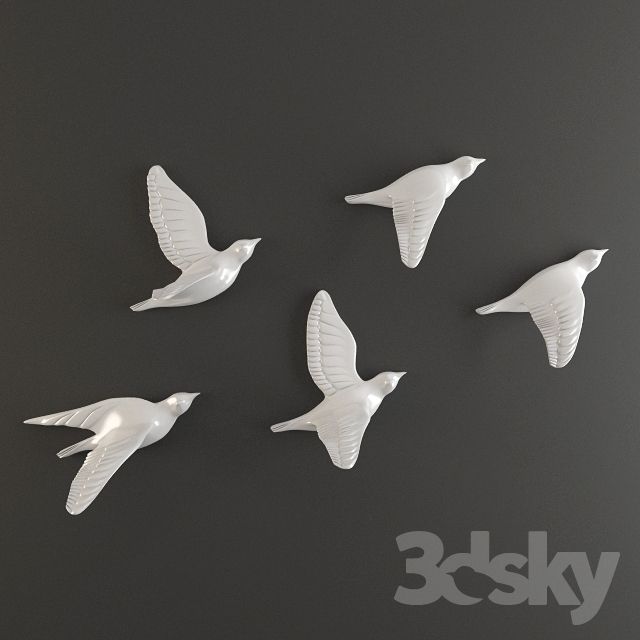 3d models: Sculpture - porcelain birds wall decor | Bird wall .