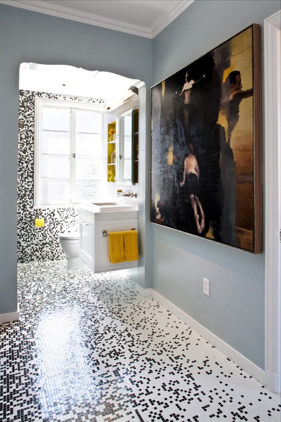 Pixilated Bathroom Design Made With Custom Mosaic Tile - DigsDi